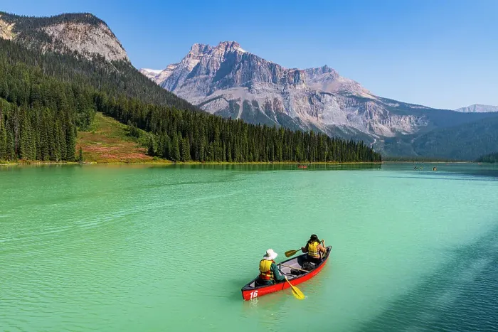 Framed Print : Canoe on Emerald Lake, Yoho National Park, UNESCO World Heritage Site, British Columbia, Canada, North America Framed Print : Canoe on Emerald Lake, Yoho National Park, UNESCO World Heritage Site, British Columbia, Canada, North America