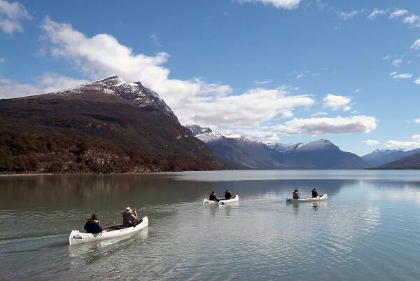 Canoeing at Tierra del Fuego National Park, near Ushuaia, Argentina, South America