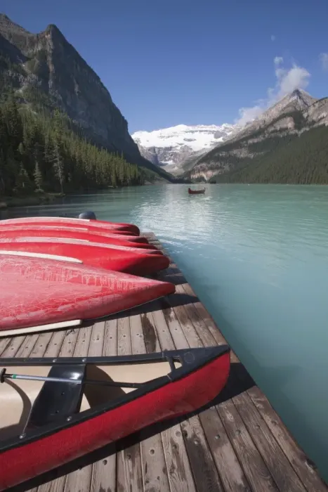 Framed Print : Canoes for hire on Lake Louise, Banff National Park, UNESCO World Heritage Site Framed Print : Canoes for hire on Lake Louise, Banff National Park, UNESCO World Heritage Site