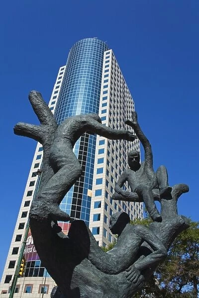 CanWest Global Plaza Tower and Leo Mol sculpture, Winnipeg, Manitoba, Canada
