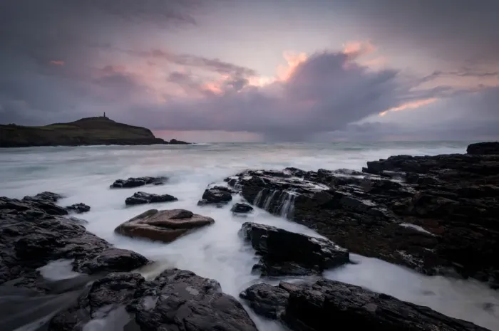 Framed Print : Cape Cornwall, as seen from Kenidjack Valley at sunset with stormy sky, Cornwall, England Framed Print : Cape Cornwall, as seen from Kenidjack Valley at sunset with stormy sky, Cornwall, England