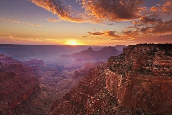 Cape Royal Viewpoint at sunset, North Rim, Grand Canyon National Park, UNESCO World Heritage Site, Arizona, United States of America, North America