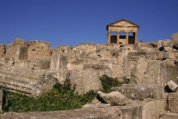 The Capitol, Roman site of Dougga, UNESCO World Heritage Site, Tunisia