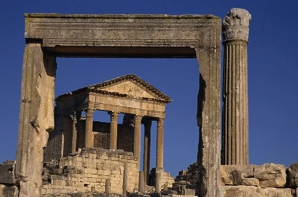 The Capitol, Roman site of Dougga, UNESCO World Heritage Site, Tunisia