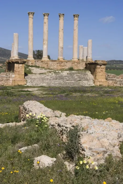 Framed Print : Capitolium (Temple to the three main gods), Roman ruin of Thuburbo Majus Framed Print : Capitolium (Temple to the three main gods), Roman ruin of Thuburbo Majus