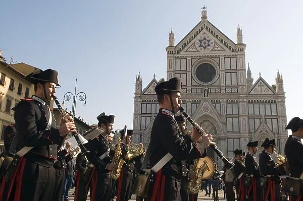 Carabinieris band in Santa Croce Square, Florence (Firenze), Tuscany, Italy, Europe