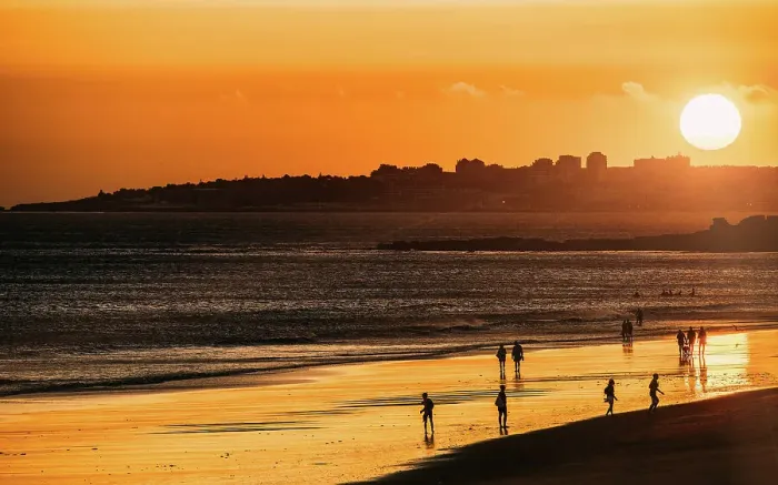 Framed Print : Carcavelos beach at sunset, Lisbon, Portugal, Europe Framed Print : Carcavelos beach at sunset, Lisbon, Portugal, Europe