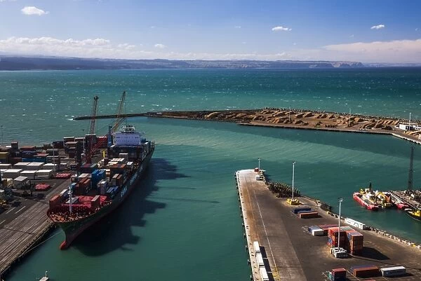 Cargo Ship in Napier Port, Hawkes Bay Region, North Island, New Zealand, Pacific