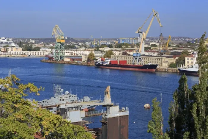 Framed Print : Cargo ship in South Harbour, Sevastopol, Crimea, Ukraine, Europe Framed Print : Cargo ship in South Harbour, Sevastopol, Crimea, Ukraine, Europe