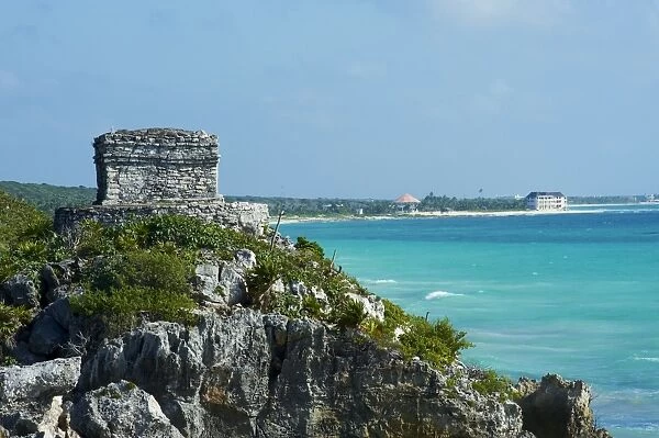 Caribbean coast and ancient Mayan site of Tulum, Tulum, Quintana Roo, Mexico