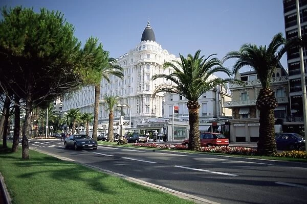 The Carlton Hotel, viewed from the Croisette, Cannes, Alpes Maritimes, Cote d Azur