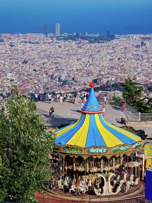 Framed Print : Carousel at the Tibidabo Amusement Park, elevated view, Mount Tibidabo, Barcelona, Catalonia, Spain, Europe Framed Print : Carousel at the Tibidabo Amusement Park, elevated view, Mount Tibidabo, Barcelona, Catalonia, Spain, Europe