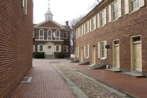 Carpenters Hall, newly built in 1774 when it hosted the First Continental Congress which met to oppose British rule, Philadelphia, Pennsylvania, United States of America