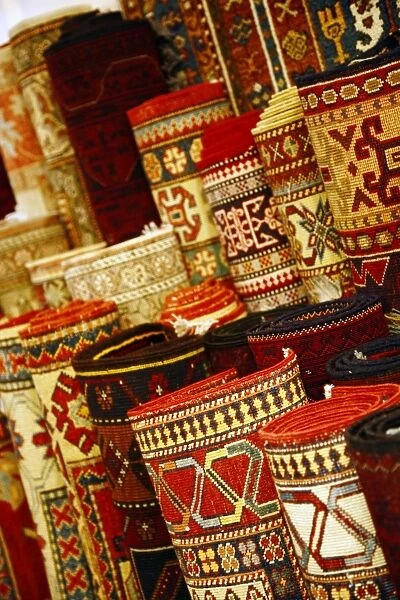 Carpets for sale in the Grand Bazaar, Istanbul, Turkey, Europe