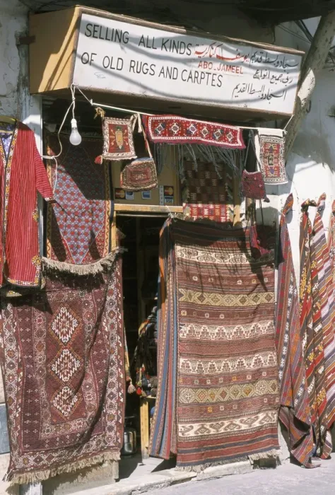 Framed Print : Carpets for sale in the market Framed Print : Carpets for sale in the market