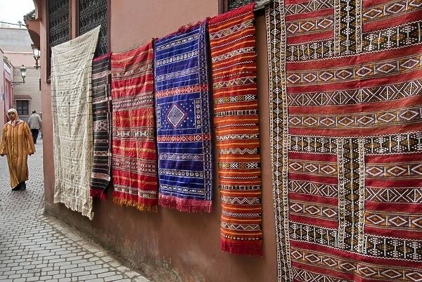 Carpets for sale in the souk, Marrakech (Marrakesh), Morocco, North Africa, Africa