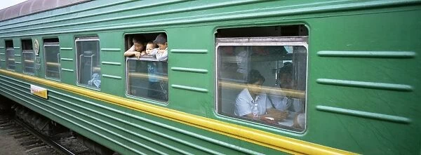 A carriage on the Trans-Siberian express train