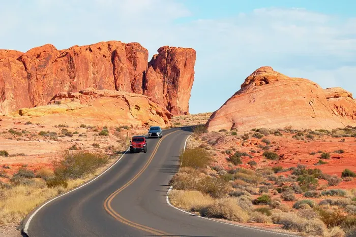 Framed Print : Two cars drive along the scenic road in Valley of Fire State Park on a sunny summer day, Nevada, United States of America Framed Print : Two cars drive along the scenic road in Valley of Fire State Park on a sunny summer day, Nevada, United States of America