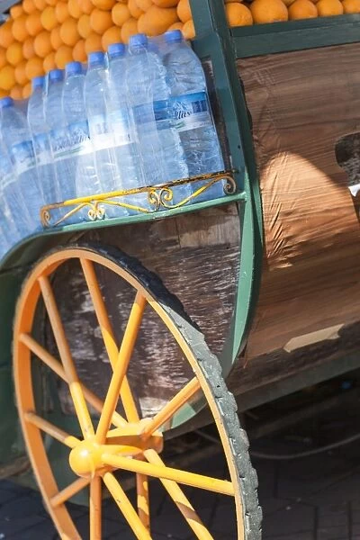 The cart of an orange juice seller in Jemaa El Fna, Marrakesh, Morocco, North Africa, Africa