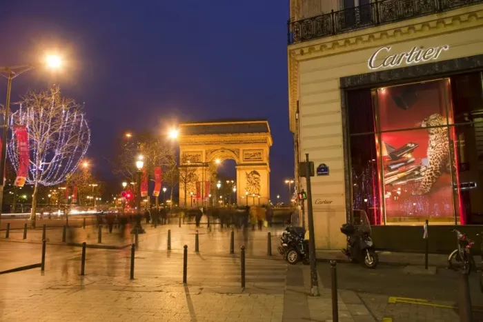 Framed Print : Cartier store, Champs Elysees, and Arc de Triomphe, Paris, France, Europe Framed Print : Cartier store, Champs Elysees, and Arc de Triomphe, Paris, France, Europe