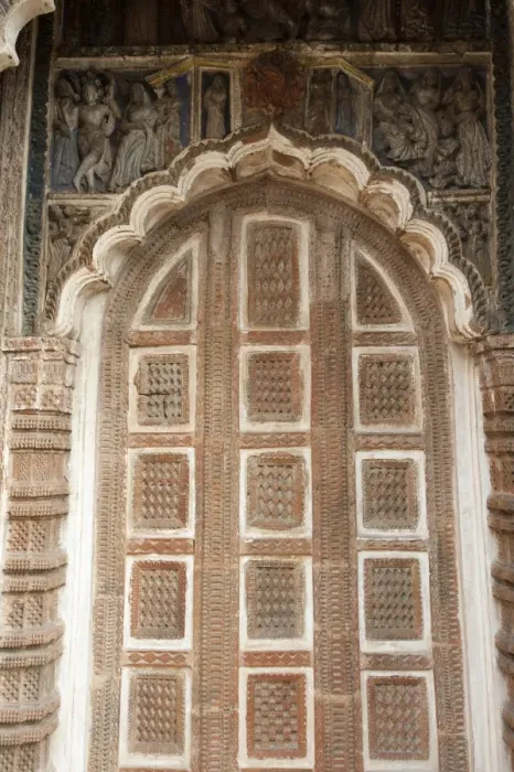 Framed Print : Carved arched door in the 19th century Prataspeswar terracotta temple, built in 1849, in the temple complex, Kalna, West Bengal, India, Asia Framed Print : Carved arched door in the 19th century Prataspeswar terracotta temple, built in 1849, in the temple complex, Kalna, West Bengal, India, Asia
