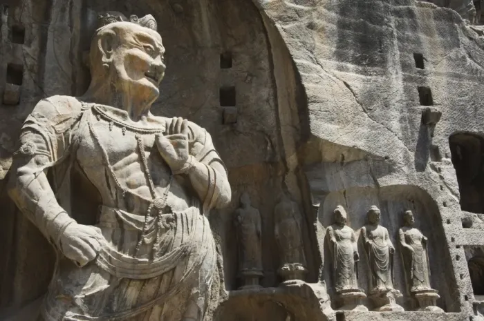 Framed Print : Carved Buddha images at Longmen Caves, Dragon Gate Grottoes dating from between the 6th Framed Print : Carved Buddha images at Longmen Caves, Dragon Gate Grottoes dating from between the 6th