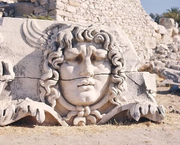 Carved head of Medusa at the archaeological site of Didyma