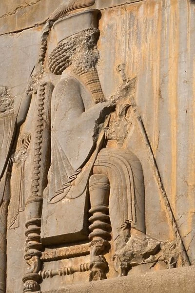 Carved relief of Darius the Great, builder of Persepolis, UNESCO World Heritage Site