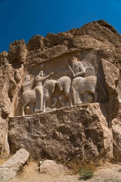 Carved relief of the Investiture of Ardashir I, 224-239 AD, Naqsh-e Rostam Necropolis