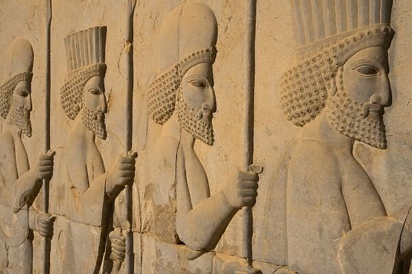 Carved relief of Royal Persian Guards, Apadana Palace, Persepolis, UNESCO World Heritage Site