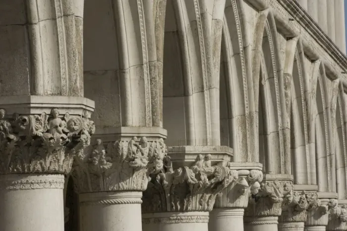 Framed Print : Carved stone capitals, various heads and figures, to the pillars of the Palazzo Ducale Framed Print : Carved stone capitals, various heads and figures, to the pillars of the Palazzo Ducale