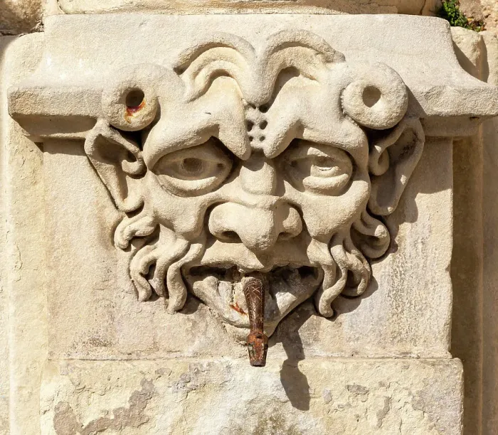 Framed Print : Carved stone face with snake spout emerging from mouth, on old fountain in Cuenca, Castille La Mancha, Spain, Europe Framed Print : Carved stone face with snake spout emerging from mouth, on old fountain in Cuenca, Castille La Mancha, Spain, Europe