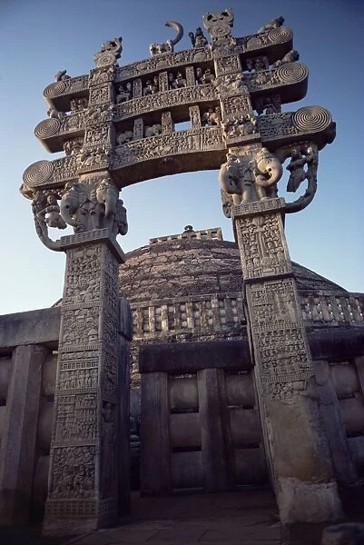 One of the four carved stone toranas (gateways)
