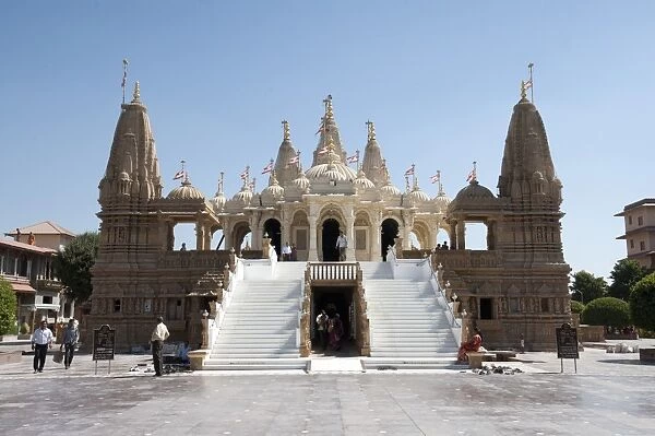 The carved white marble Jain Swaminarayan temple, Gondal, Gujarat, India, Asia