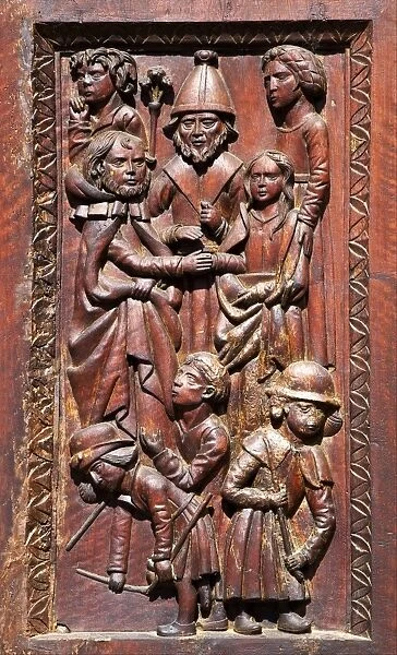 Carved wooden doors dating from 1530, Cathedral of St. Leonce of Frejus