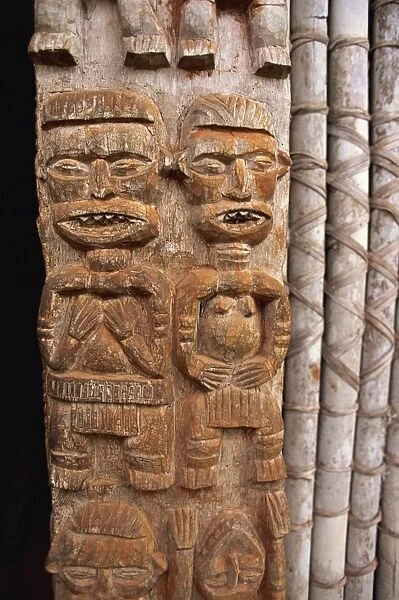 Carving on hut, Bandjoun chefferie, Cameroun, West Africa, AFrica