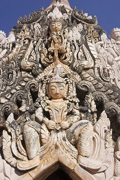 Carvings on an ancient stupa, Kakku Buddhist Ruins, said to contain over two thousand brick