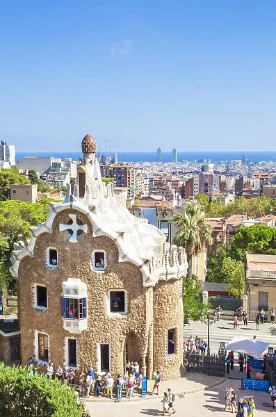 Casa del Guarda lodge by Antoni Gaudi at Parc Guell, UNESCO World Heritage Site