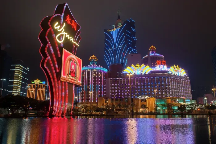 Framed Print : Casinos floodlighting, Macau, Special Administrative Region, China Framed Print : Casinos floodlighting, Macau, Special Administrative Region, China