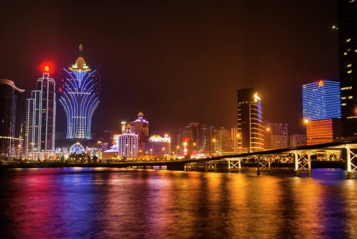 Framed Print : Casinos floodlighting, Macau, Special Administrative Region, China, Asia Framed Print : Casinos floodlighting, Macau, Special Administrative Region, China, Asia