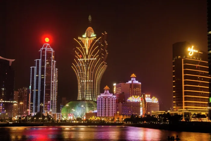 Framed Print : Casinos floodlighting, Macau, Special Administrative Region, China, Asia Framed Print : Casinos floodlighting, Macau, Special Administrative Region, China, Asia