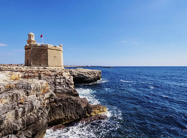 Castell de Sant Nicolau, coastal defense castle tower, Ciutadella, Menorca (Minorca)