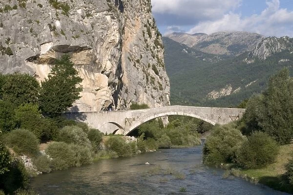 Castellane, bridge over Verdon river, Provence, France, Europe