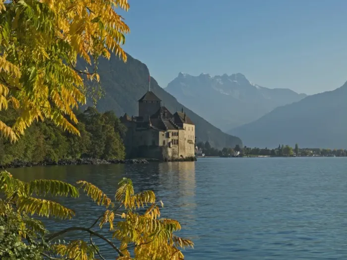 Framed Print : The Castle of Chillon, on Lake Geneva, Montreux, Canton Vaud, Switzerland, Europe Framed Print : The Castle of Chillon, on Lake Geneva, Montreux, Canton Vaud, Switzerland, Europe