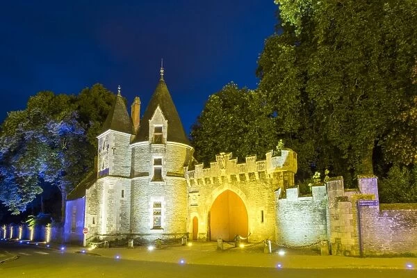 Castle gates of Chateau de Rohan (Josselin Castle), Josselin, Morbihan Department