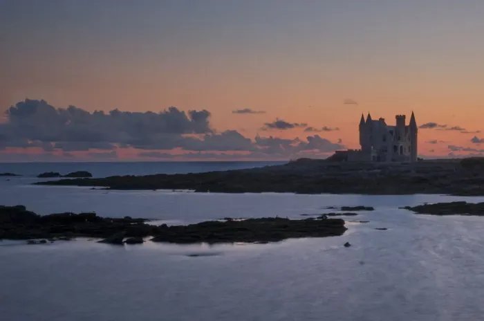 Framed Print : Castle silhouette after sunset, Quiberon, Brittany, France, Europe Framed Print : Castle silhouette after sunset, Quiberon, Brittany, France, Europe
