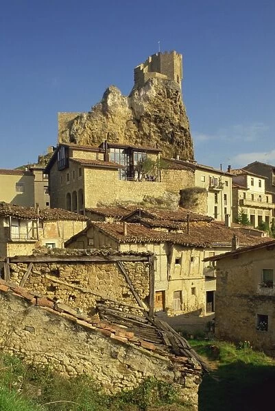 Castle on skyline and village houses