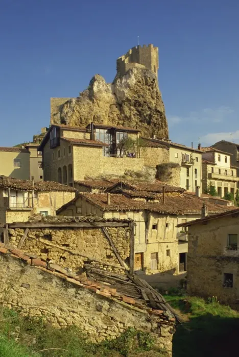 Framed Print : Castle on skyline and village houses Framed Print : Castle on skyline and village houses