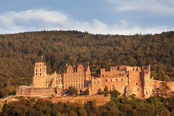 Castle at sunset, Heidelberg, Baden-Wurttemberg, Germany, Europe