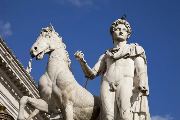 Framed Print : The Castor and Pollux sculpture on the top of Cordonata, the sloping road leading to the Piazza del Campidoglio, Rome, Lazio Framed Print : The Castor and Pollux sculpture on the top of Cordonata, the sloping road leading to the Piazza del Campidoglio, Rome, Lazio